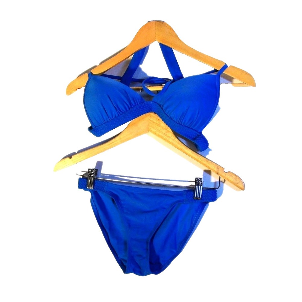 Aerie American Eagle Women Blue Braided Triangle Top/Cheeky Bottoms SZ S